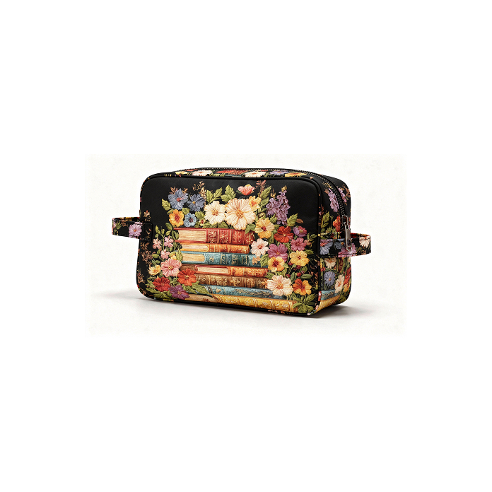 Necessaire — Impressão Floral e Livros